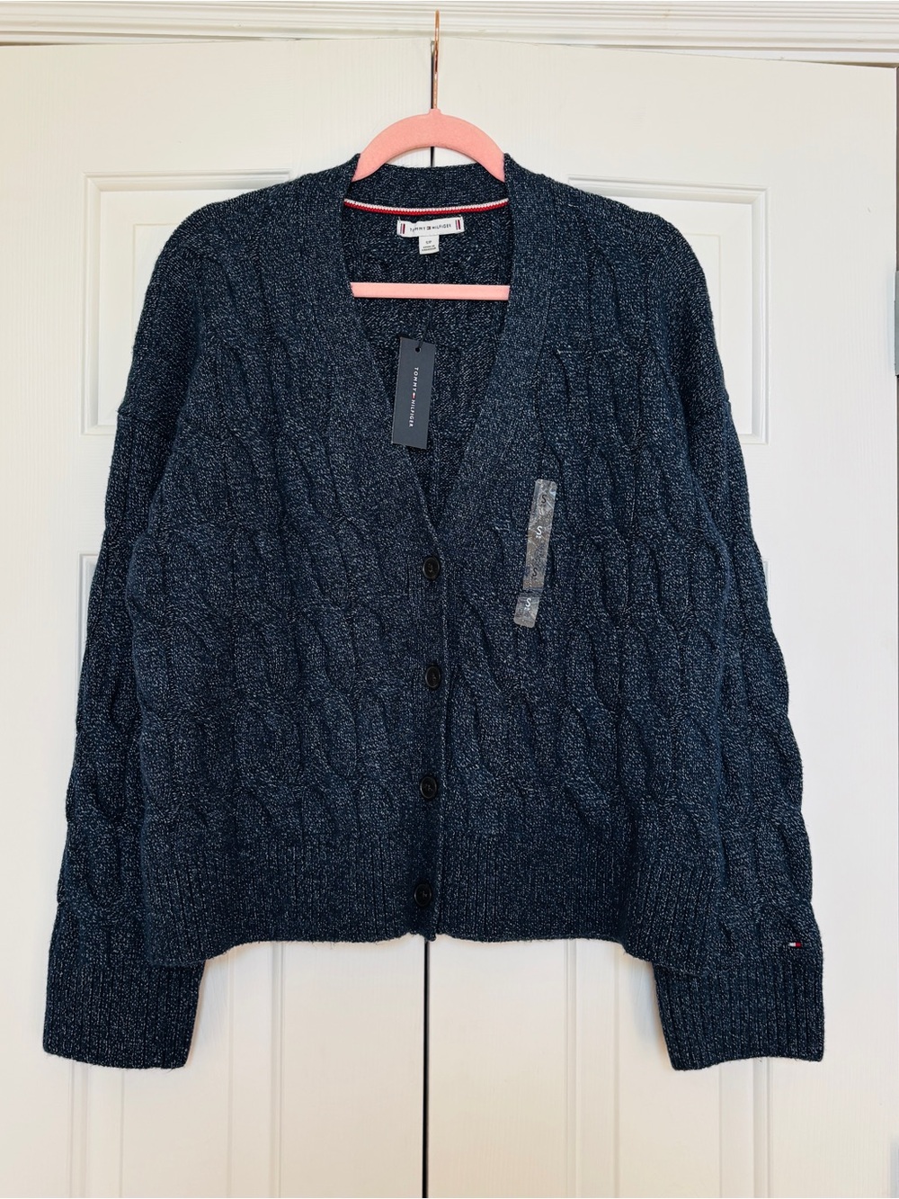 Tommy Hilfiger Dark Navy Cable Knit Button-Front Cardigan